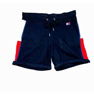 Tommy Hilfiger Sport Black Knit Roll Hemmed Drawstring Shorts size Small